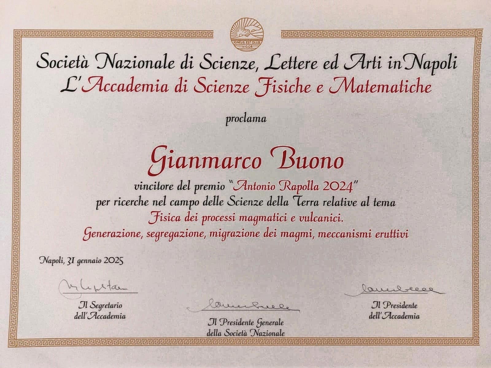 10feb2025 News Premio Gianmarco Buono Premio Rapolla