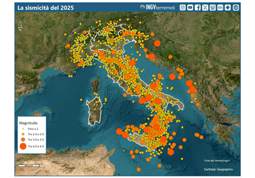 TERREMOTI | Nel 2025 localizzati in Italia oltre 15.000 eventi